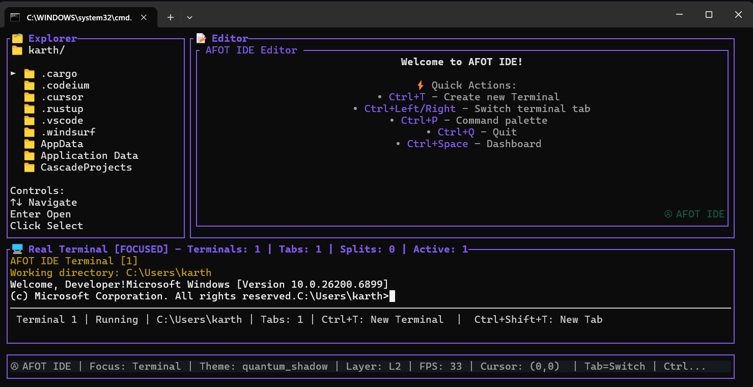 AFOT-IDE Main Interface